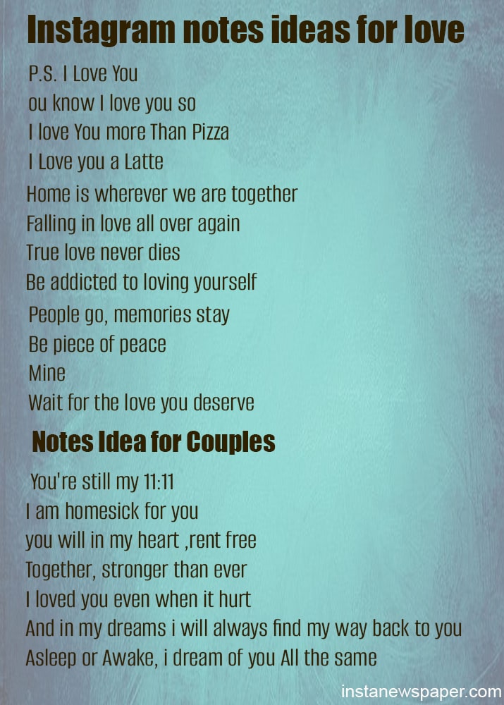 Instagram notes ideas for love