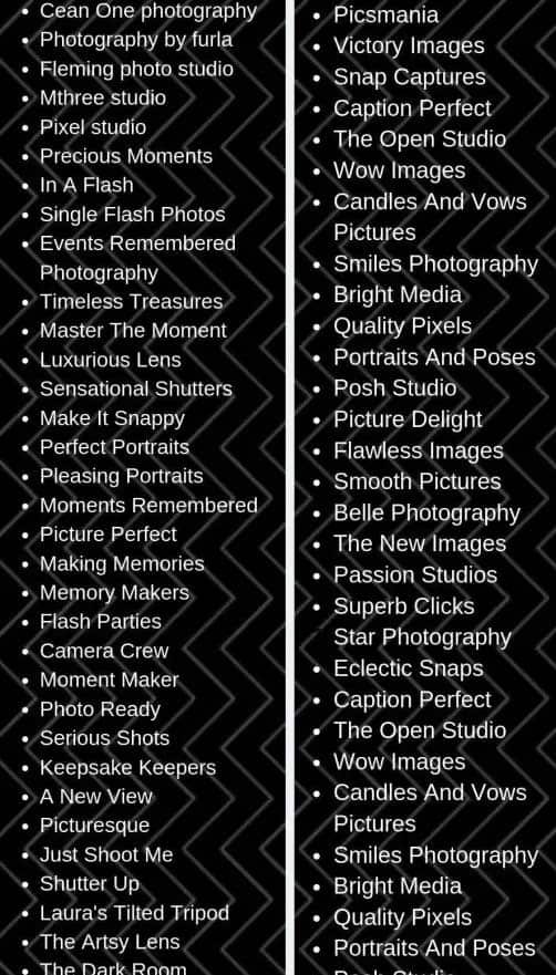 Creative Photography Names for Instagram 