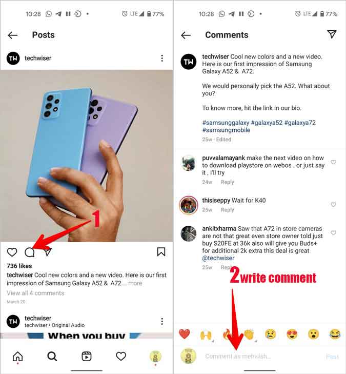 how to comment on instagram post 