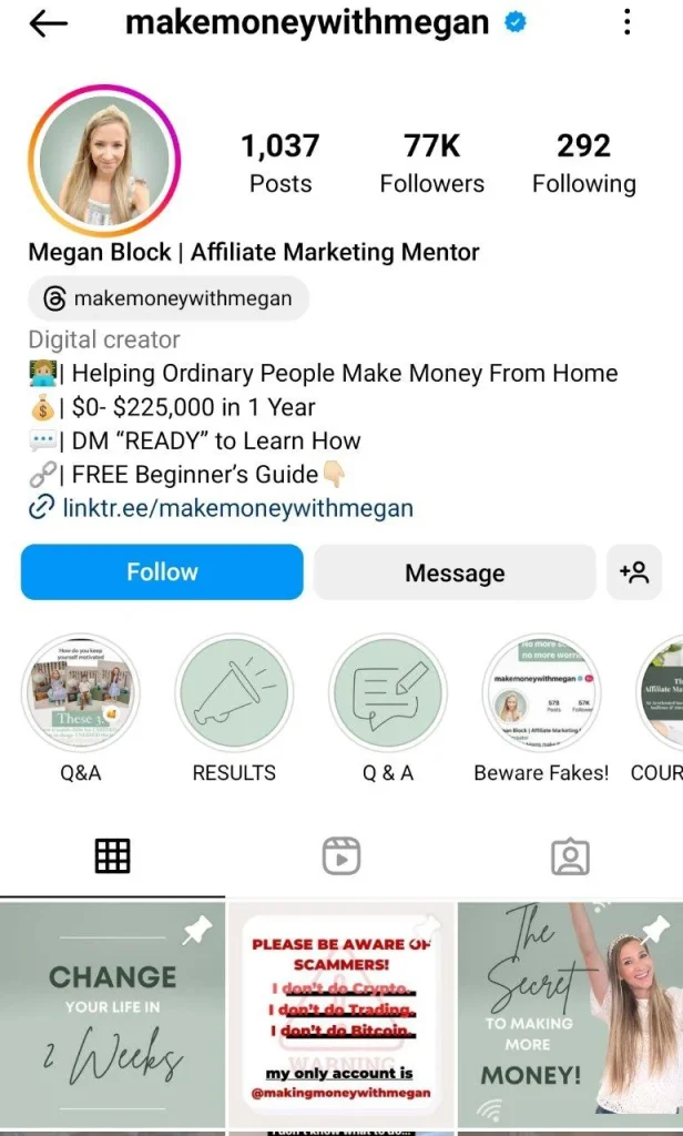 instagram affiliate marketing bio